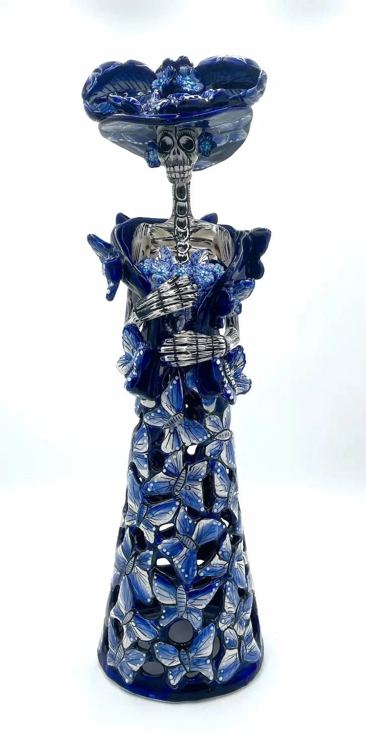 Mexoul Blue &amp; White Talavera Catrina - Butterflies Dress