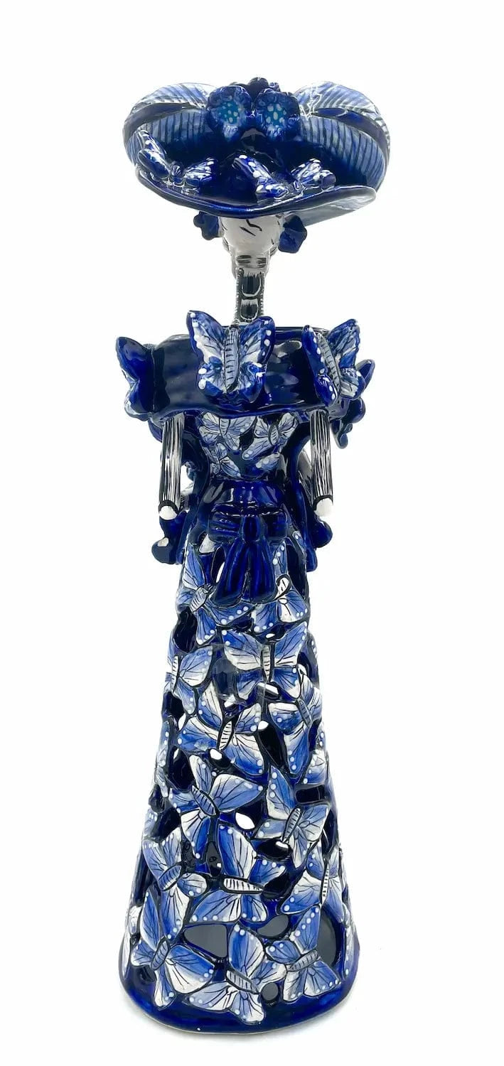 Mexoul Blue &amp; White Talavera Catrina - Butterflies Dress