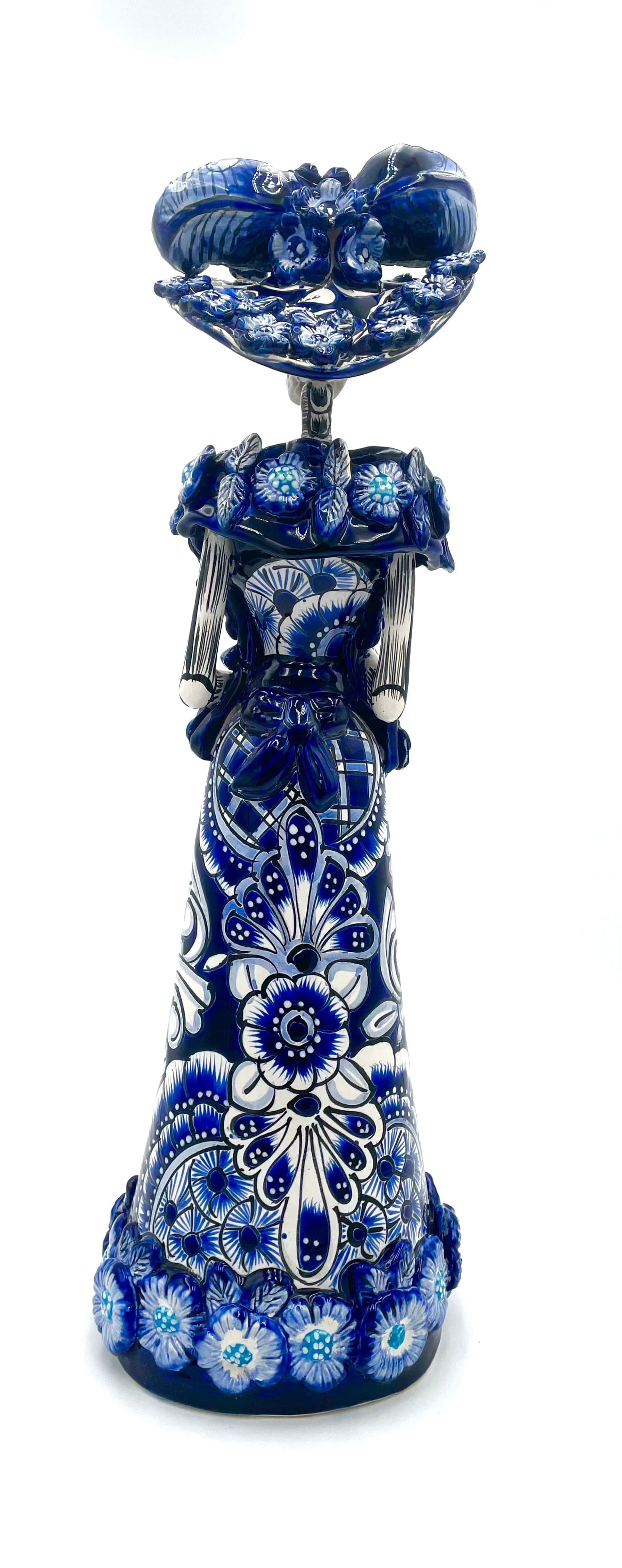 Mexoul Blue-white talavera catrina with flowers dress