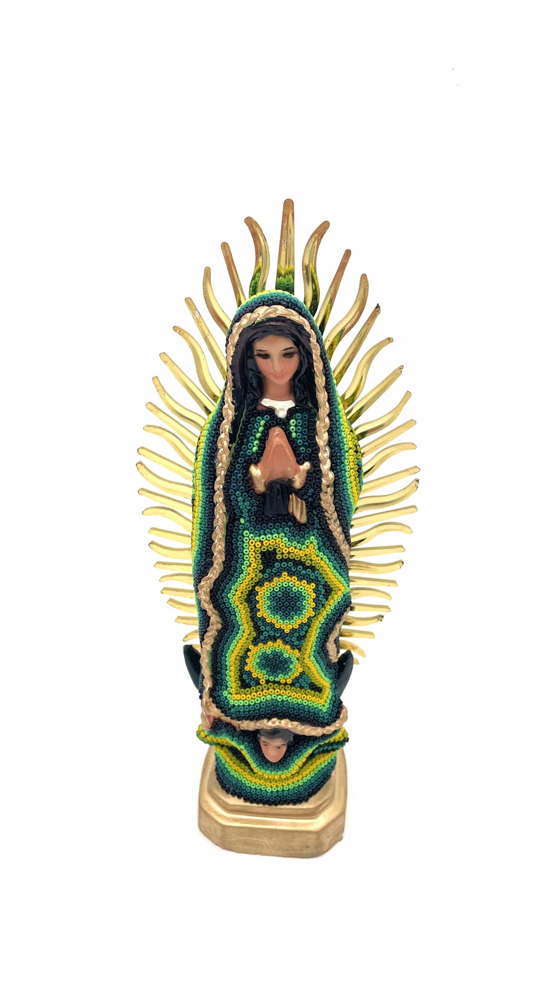 Mexoul BRIGHT GREEN Huichol art Virgin Mary (S)