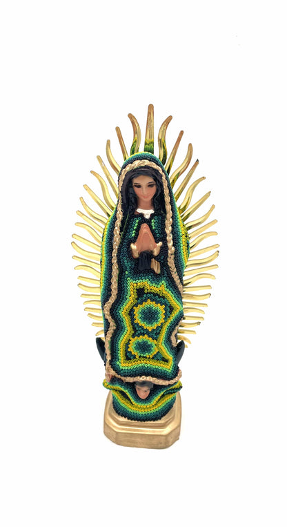 Mexoul BRIGHT GREEN Huichol art Virgin Mary (S)