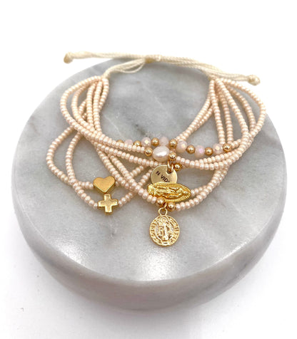 Mexoul Ceylon Handmade beaded 7 stran bracelet