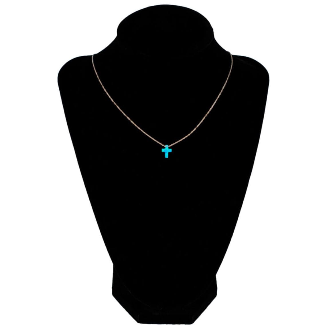 Mexoul Cross / White Opal Cross or Heart necklace with 14K gold plated chain