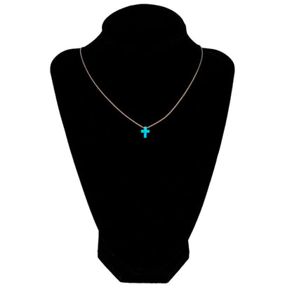 Mexoul Cross / White Opal Cross or Heart necklace with 14K gold plated chain