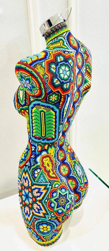 Mexoul Female Torso Sculpture – Handcrafted with Huichol Beads