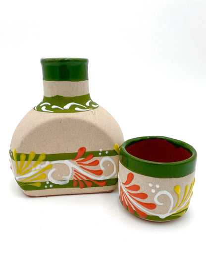 Mexoul Green and Orange Ceramic decanter (S)