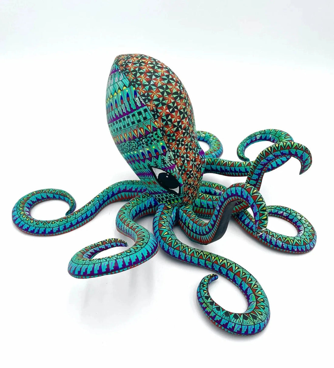 Mexoul Green Octopus Alebrije – Hand-carved Oaxacan Art