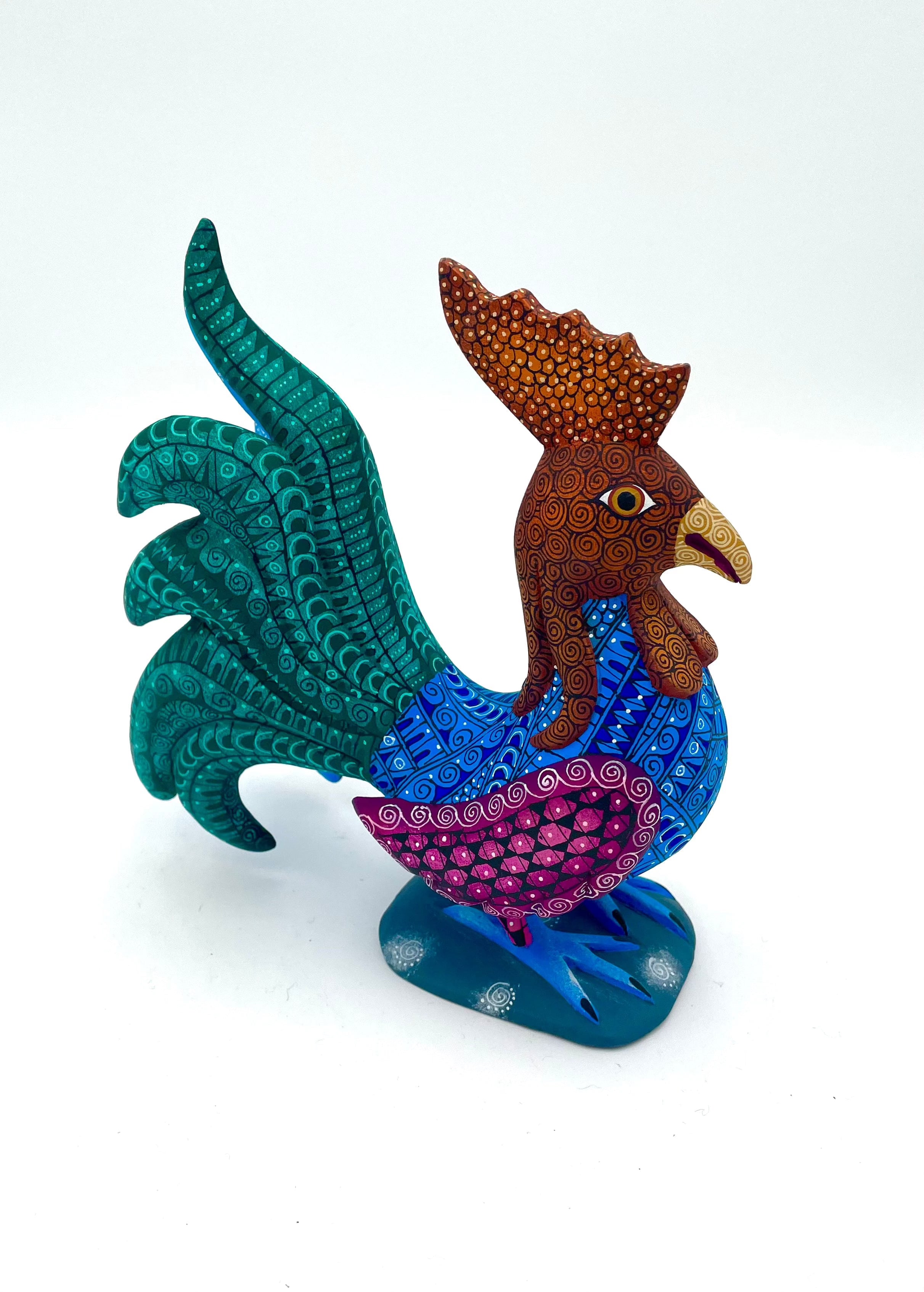 Mexoul Green rooster alebrije