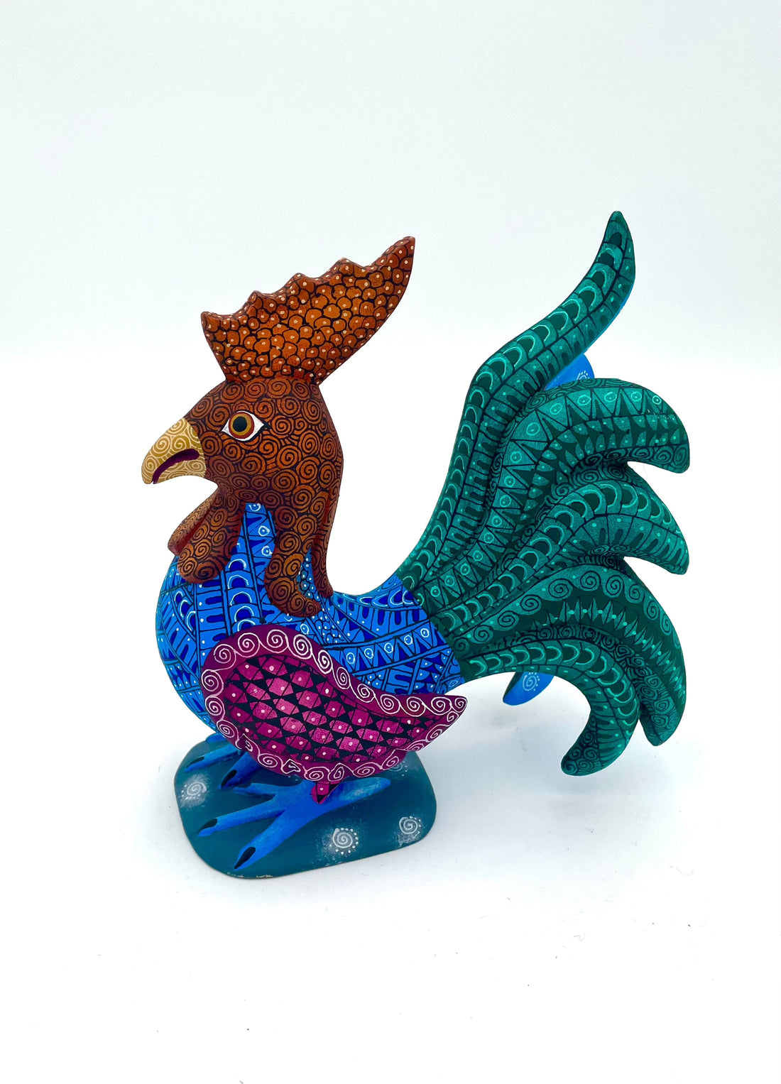 Mexoul Green rooster alebrije