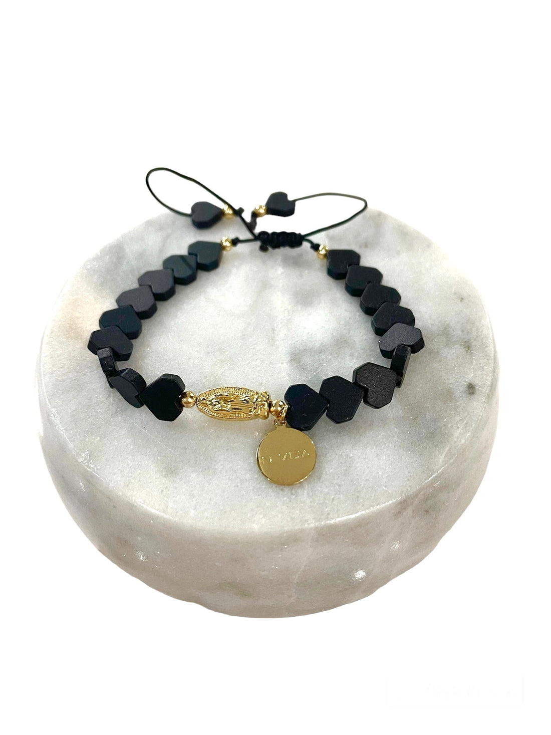 Mexoul Handmade bracelet with black heart hematite stone