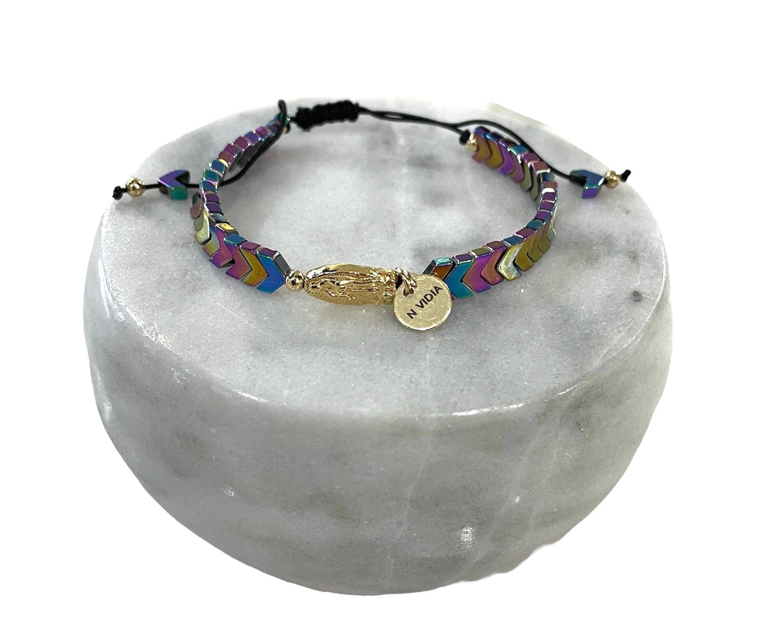 Mexoul Handmade bracelet with multicolored hematite stone