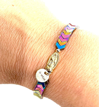 Mexoul Handmade bracelet with multicolored hematite stone