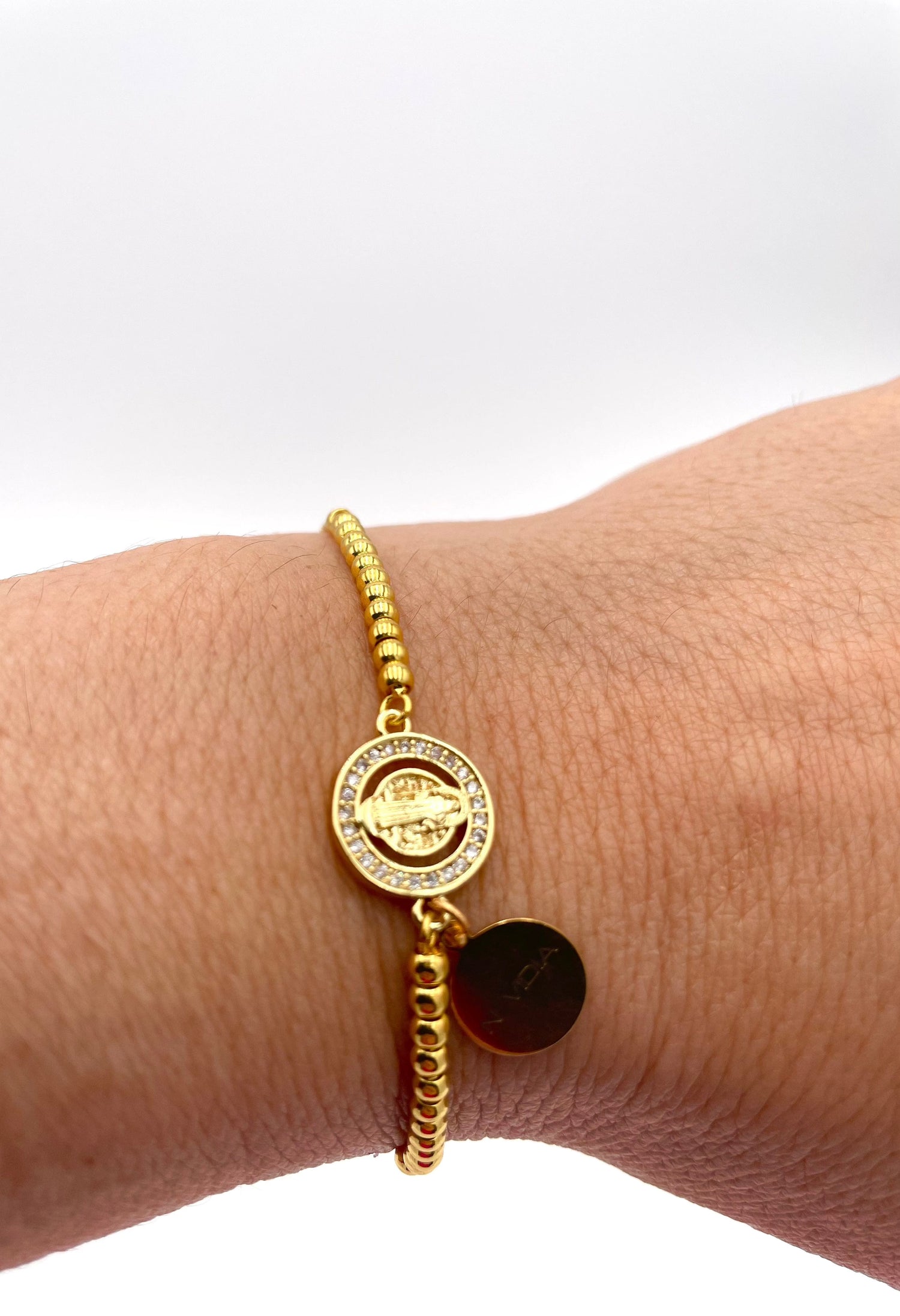 Mexoul Handmade gold plated bracelet saint medal