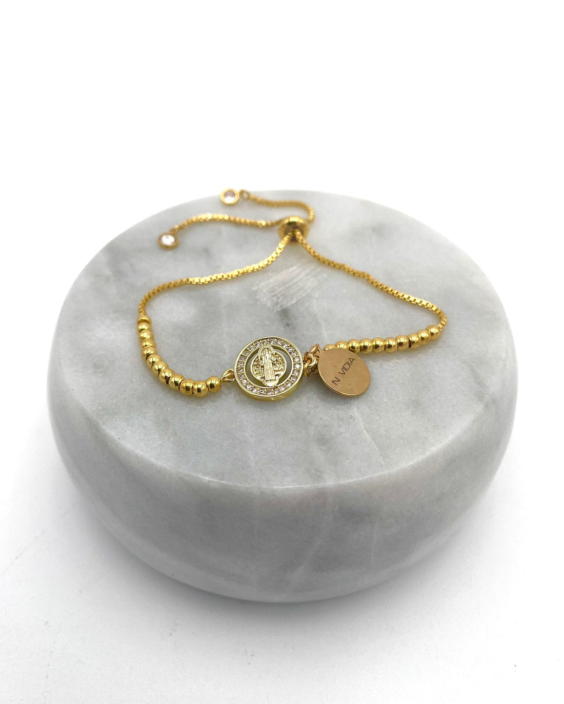 Mexoul Handmade gold plated bracelet saint medal