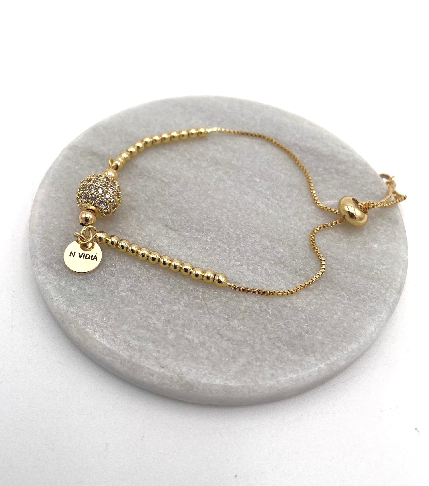 Mexoul Handmade gold plated bracelet, with small sphere
