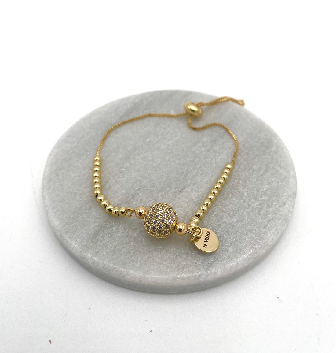 Mexoul Handmade gold plated bracelet, with small sphere