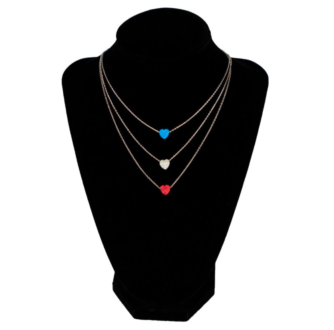 Mexoul Heart / White Opal Cross or Heart necklace with 14K gold plated chain