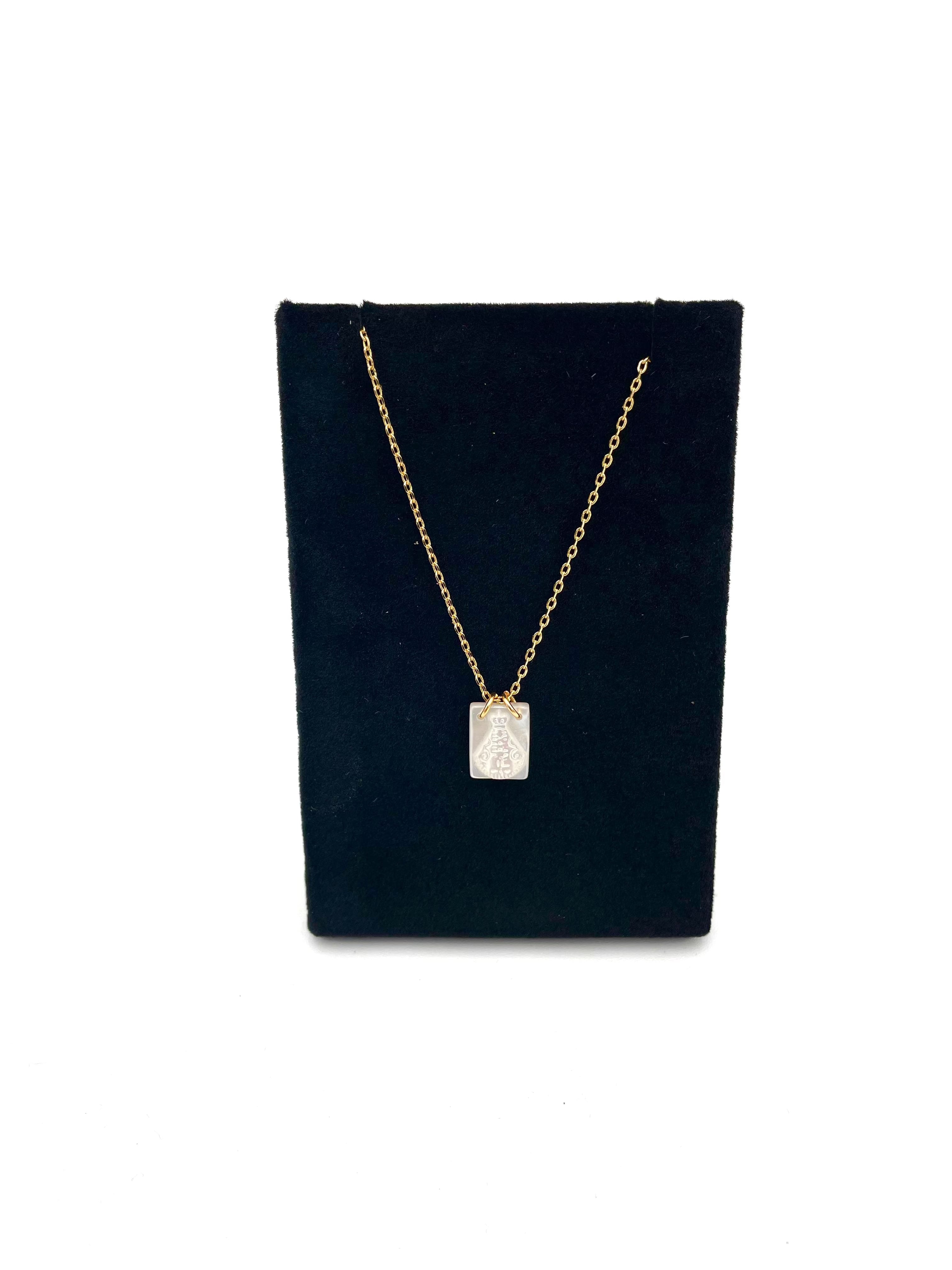 Mexoul Mini Escapulario in gold plated or Mother Pearl Necklace