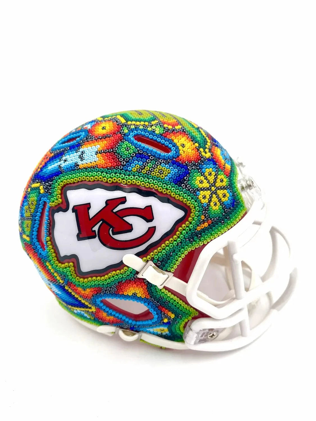 Mexoul Mini NFL Helmet – Kansas City Chiefs – Huichol Beaded Art – Ready to Ship (COLORS)
