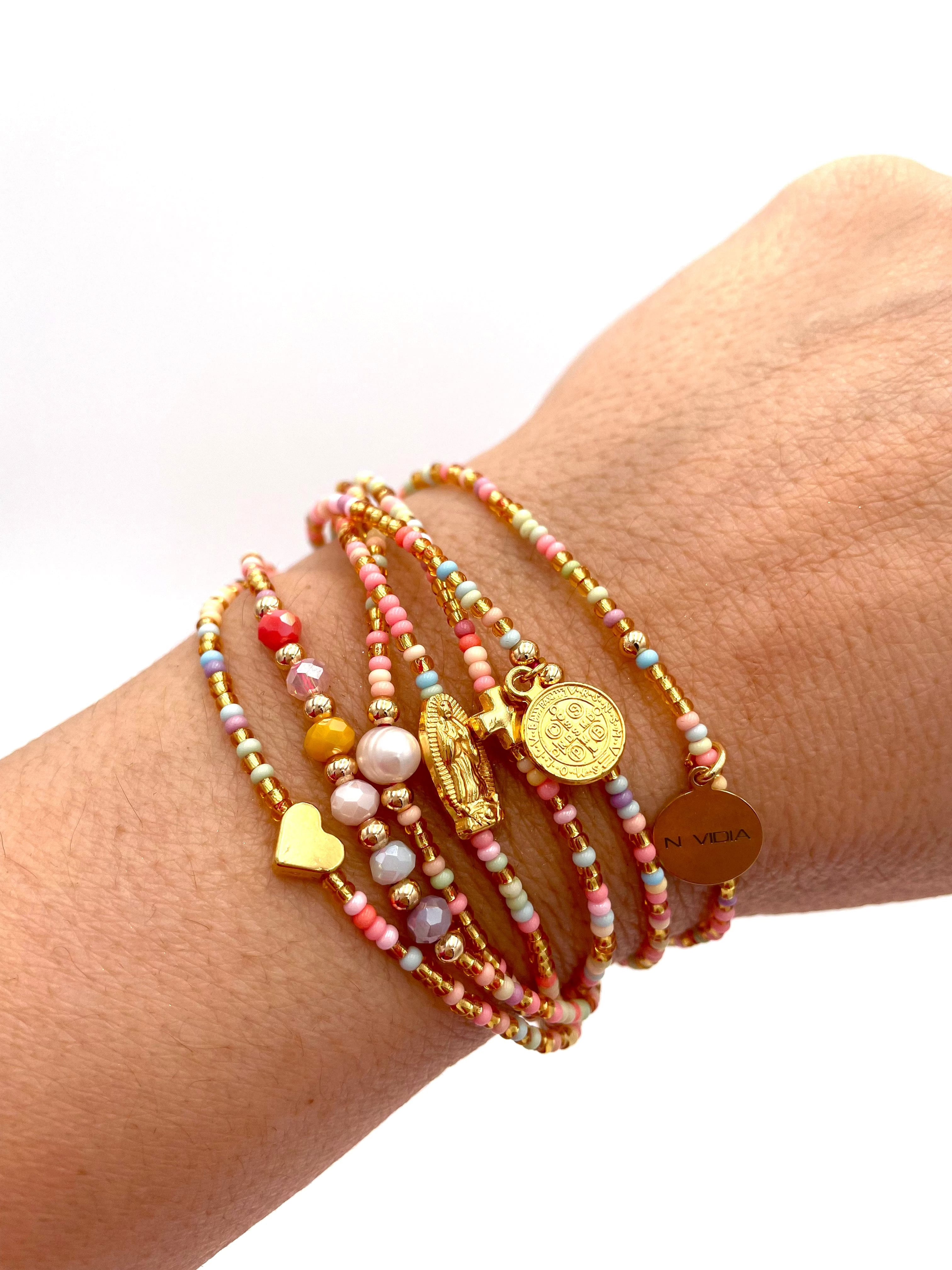 Mexoul Multicolor Handmade beaded 7 stran bracelet