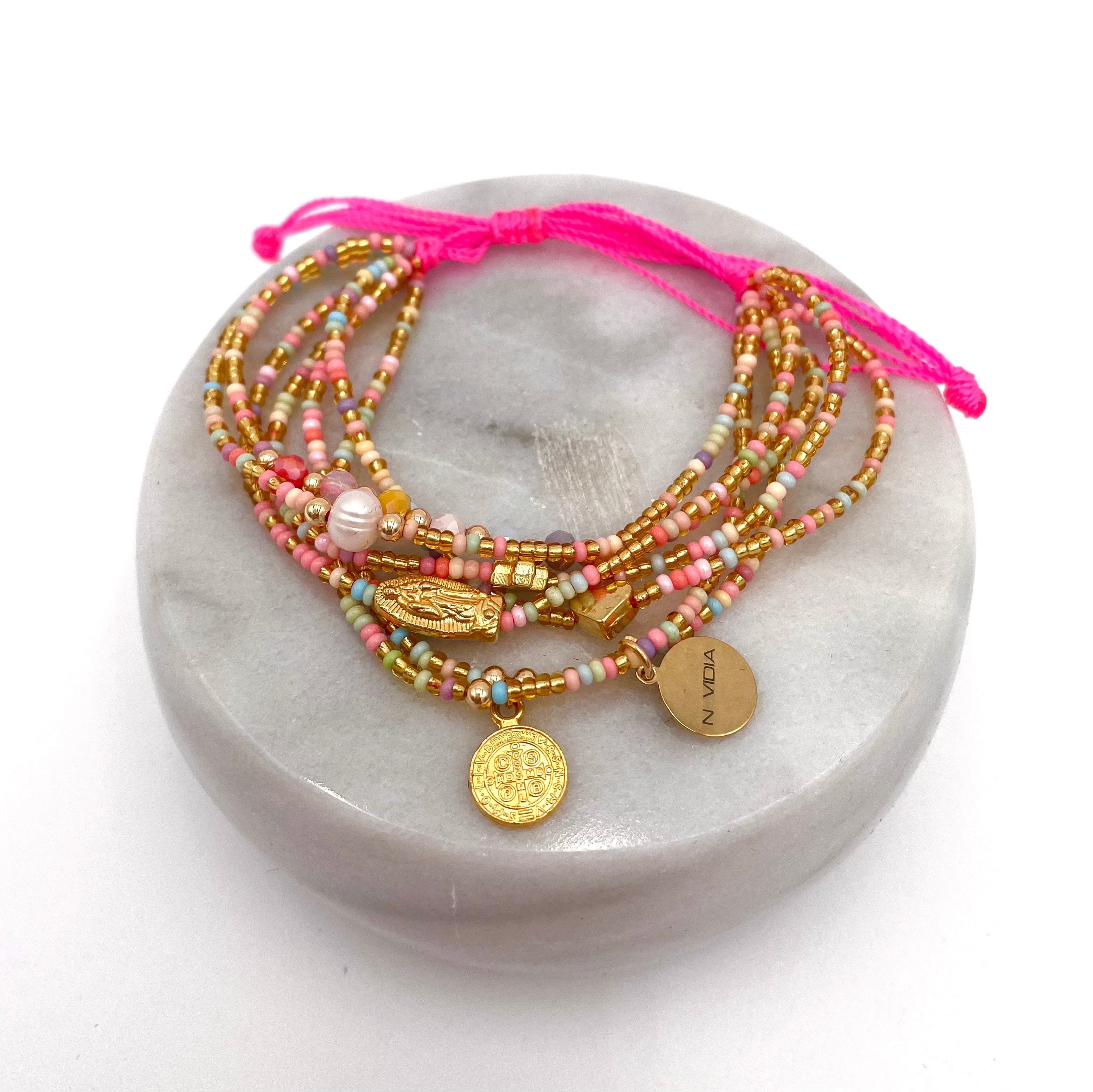 Mexoul Multicolor Handmade beaded 7 stran bracelet