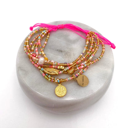 Mexoul Multicolor Handmade beaded 7 stran bracelet