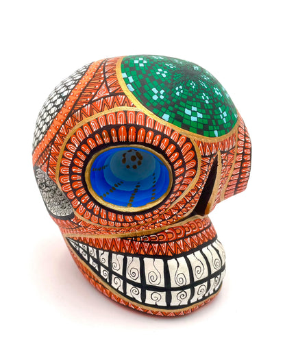 Mexoul Orange skull alebrije