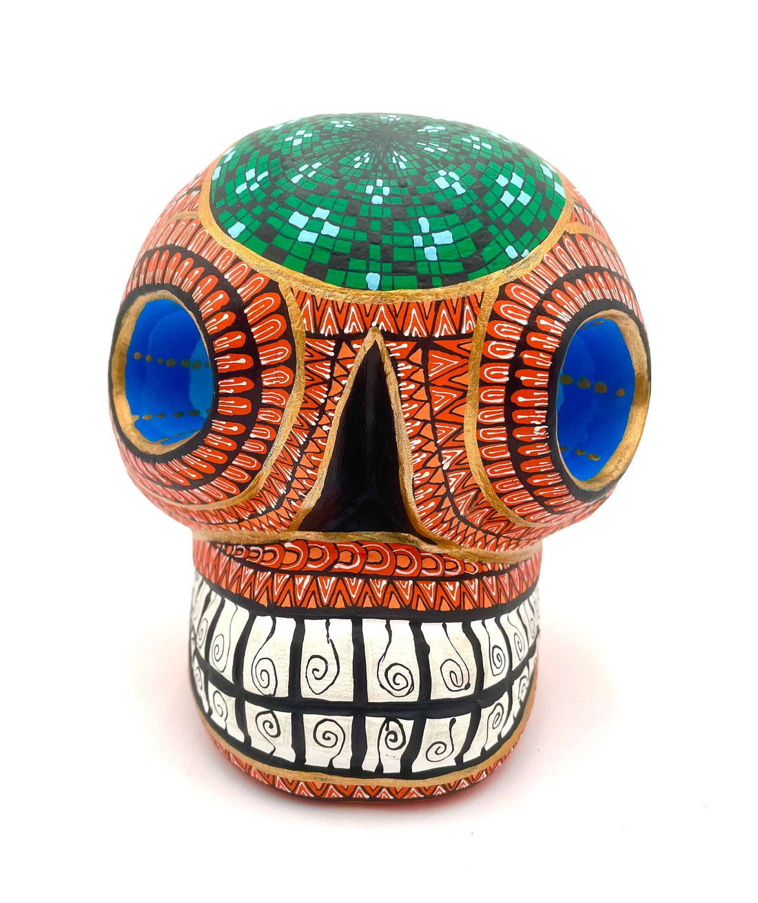 Mexoul Orange skull alebrije