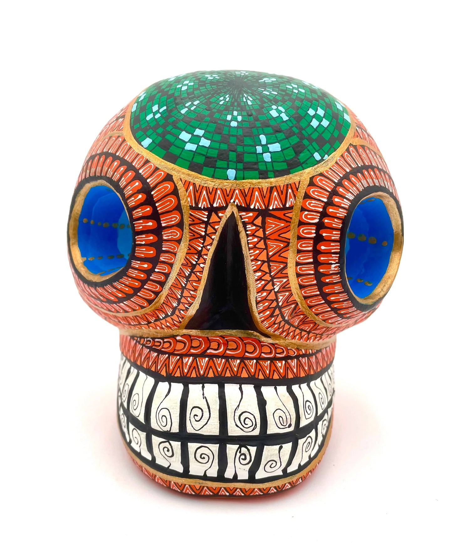 Mexoul Orange skull alebrije