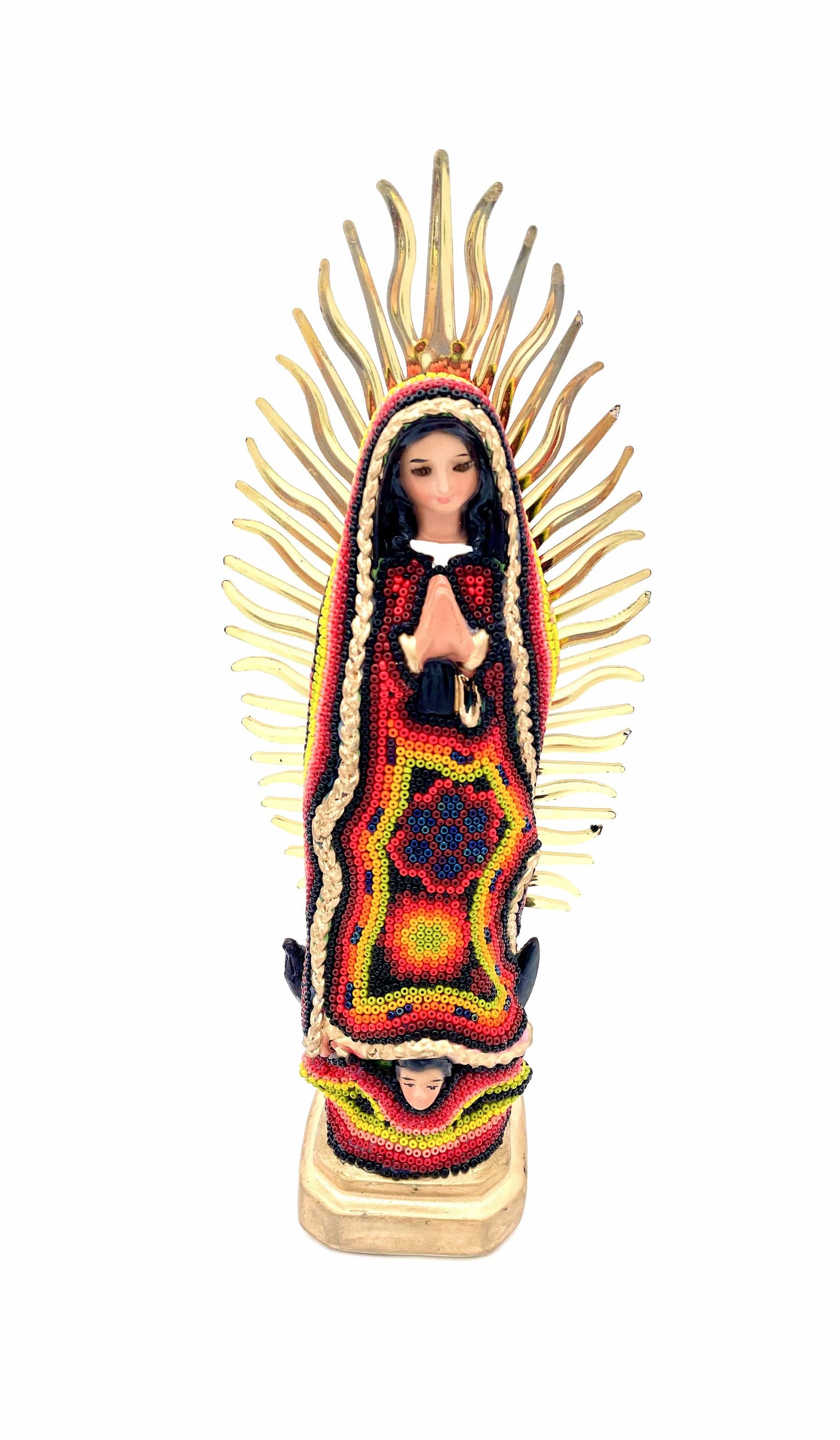 Mexoul ORANGE-YELLOW Huichol art Virgin Mary (S)