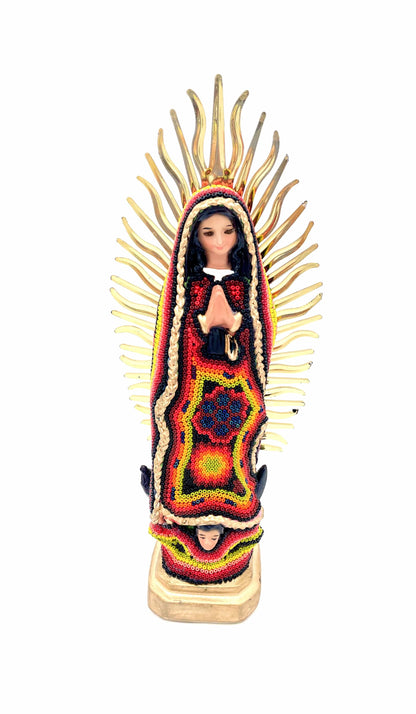 Mexoul ORANGE-YELLOW Huichol art Virgin Mary (S)