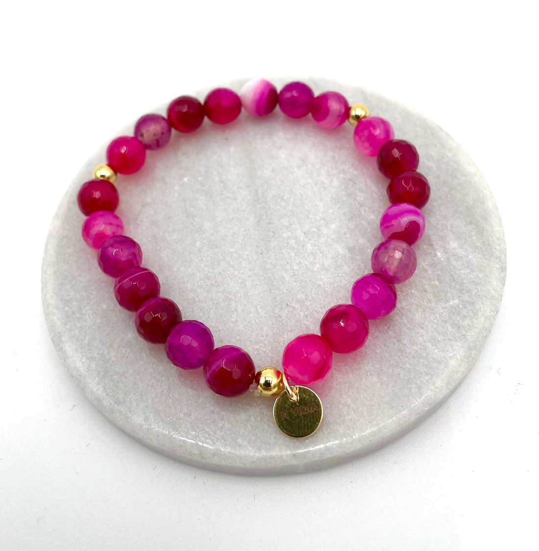 Mexoul Pink Handmade Natural Stone Bracelet