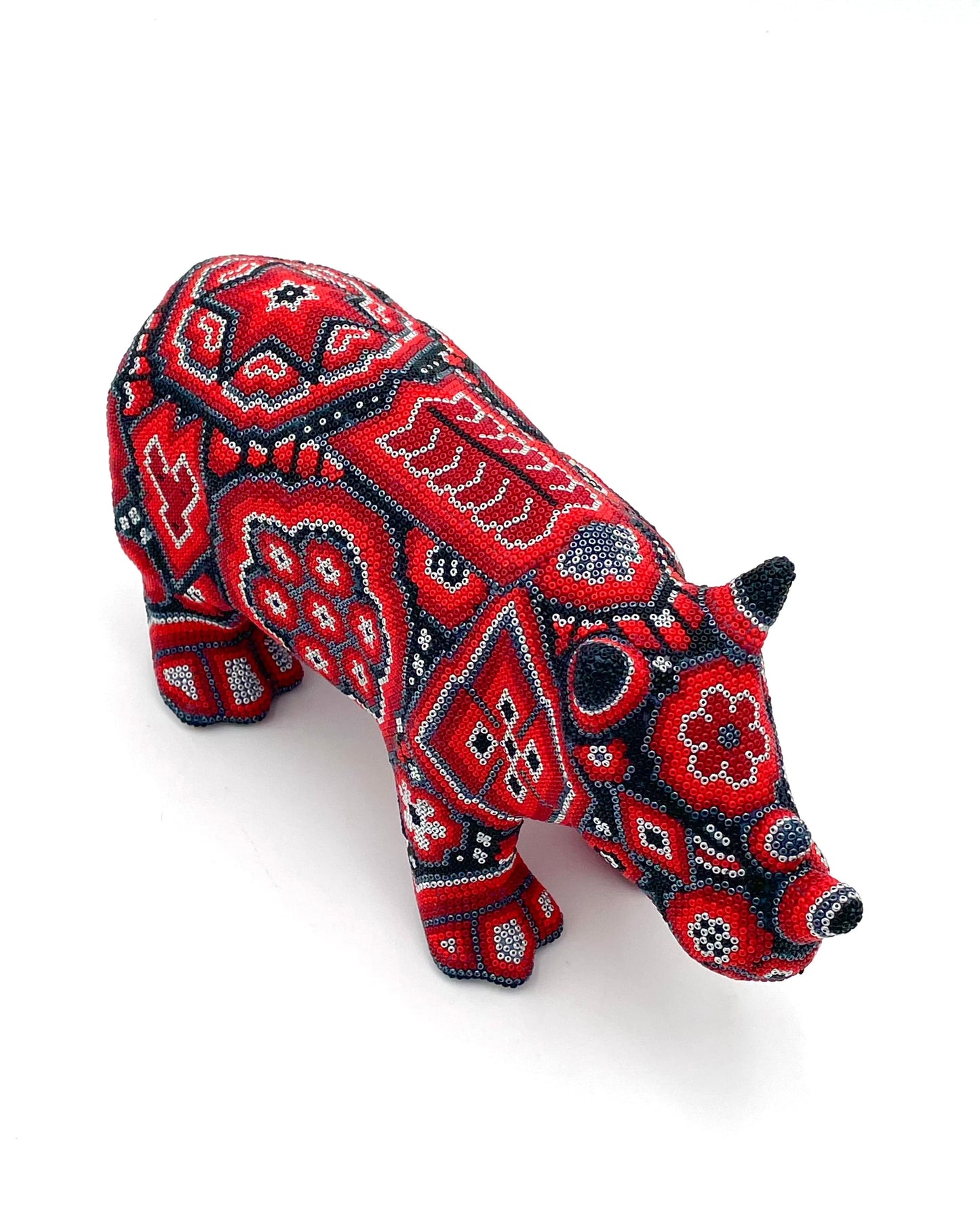 Mexoul RED Huichol art rhino