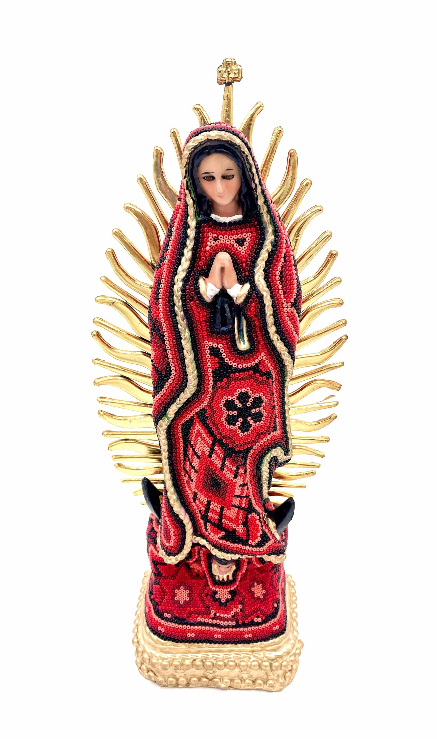 Mexoul RED Huichol art Virgin Mary