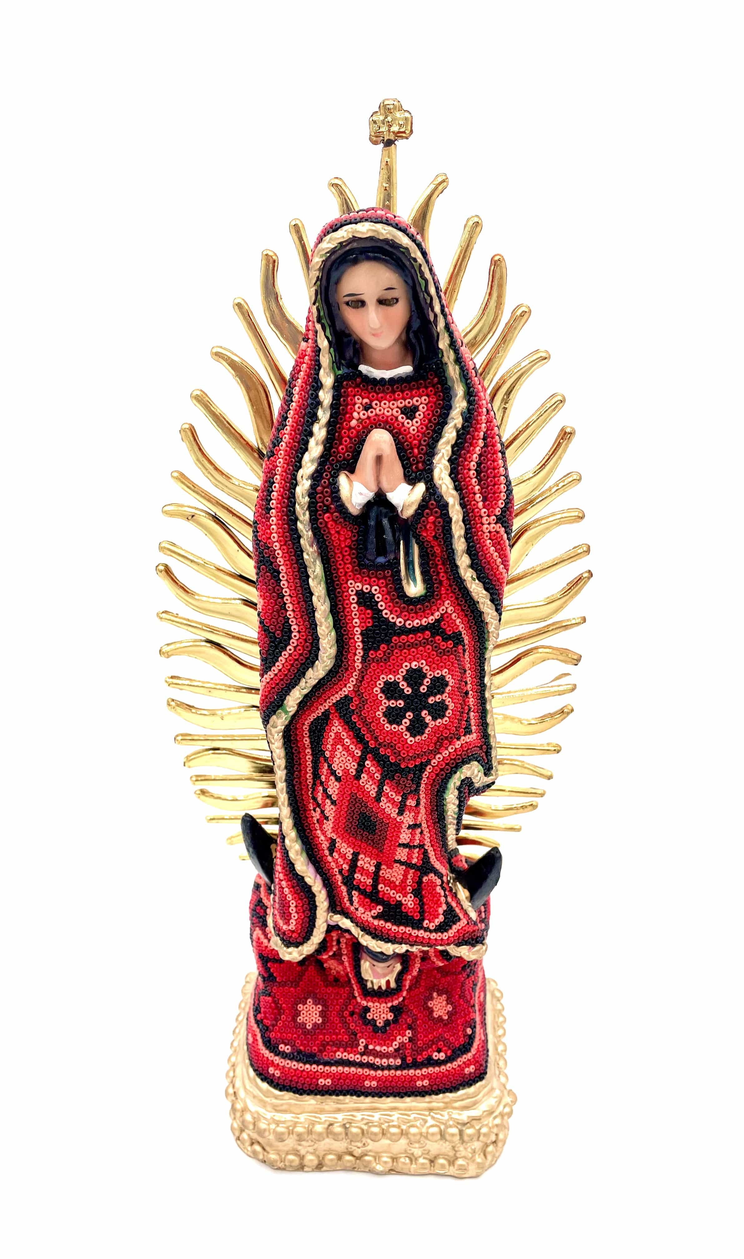 Mexoul RED Huichol art Virgin Mary