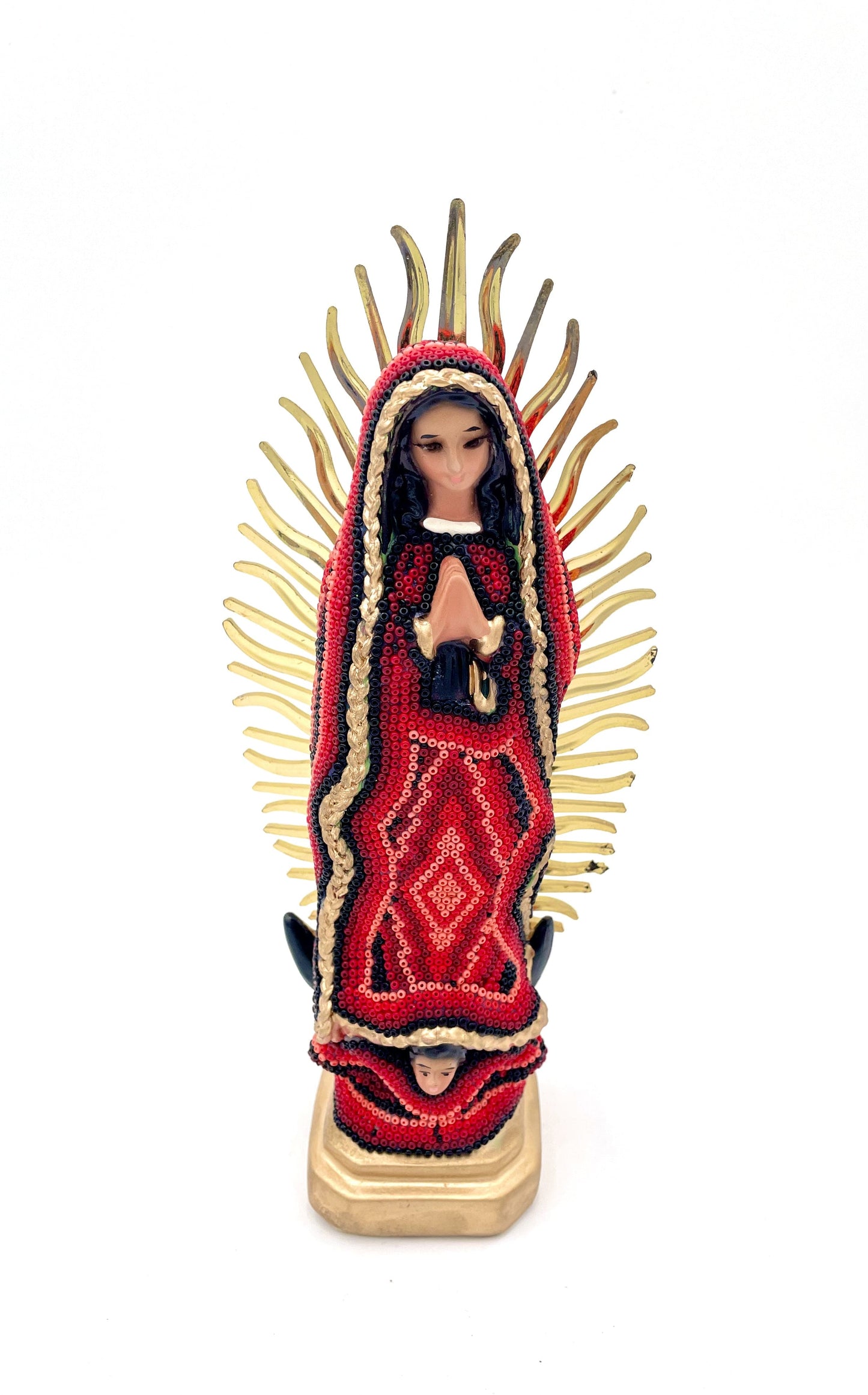 Mexoul RED Huichol art Virgin Mary (S)
