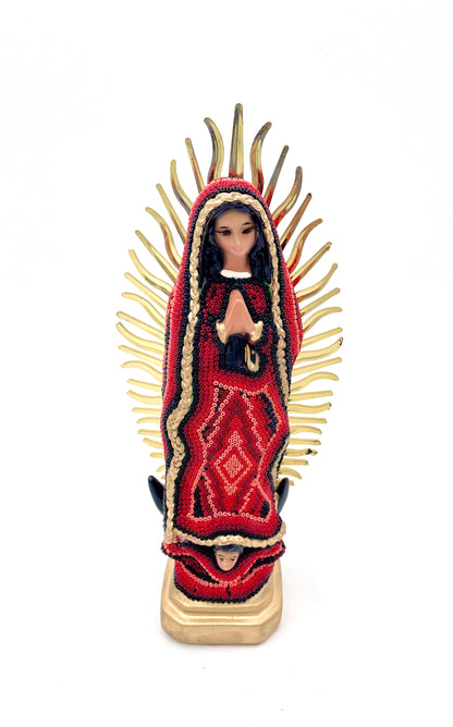Mexoul RED Huichol art Virgin Mary (S)