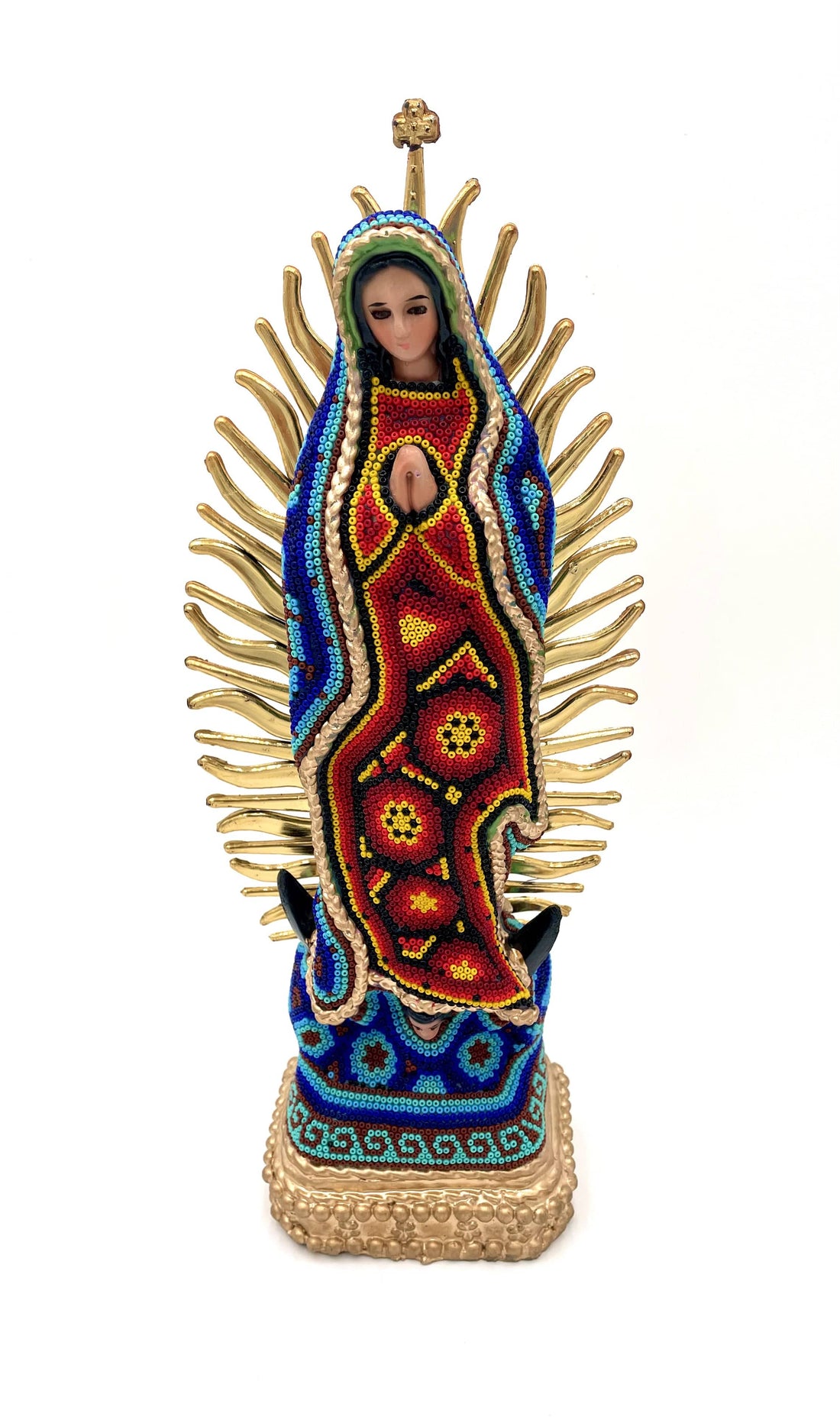 Mexoul RED-YELLOW&amp;BLUE Huichol art Virgin Mary