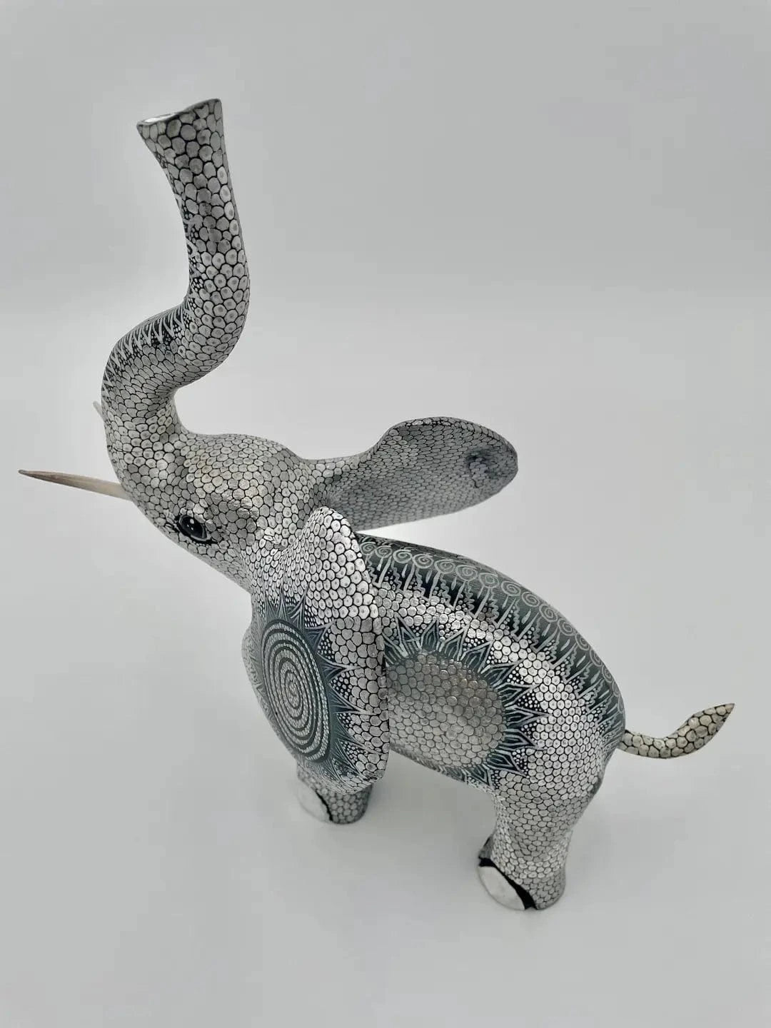 Silver Elephant Alebrije – Hand-carved Oaxacan Art
