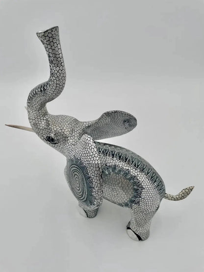 Silver Elephant Alebrije – Hand-carved Oaxacan Art