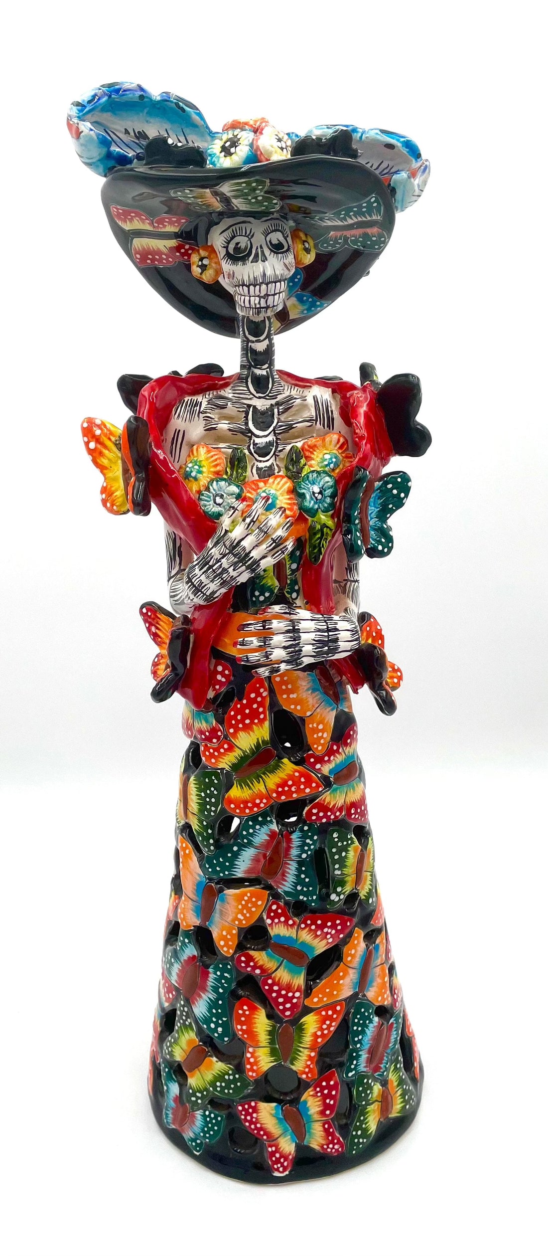 Mexoul Talavera catrina with colored butterflies dress
