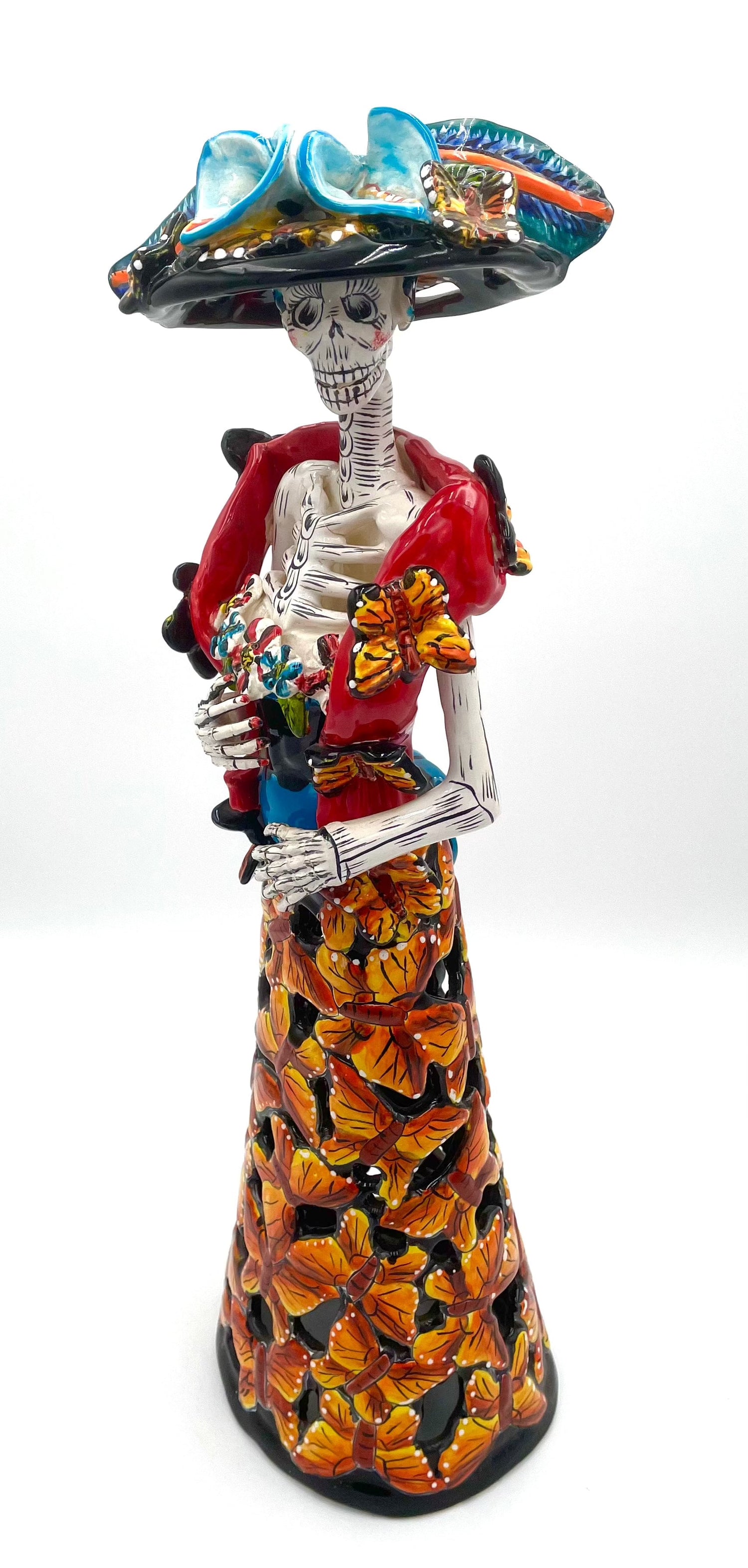 Mexoul Talavera catrina with monarch butterflies dress