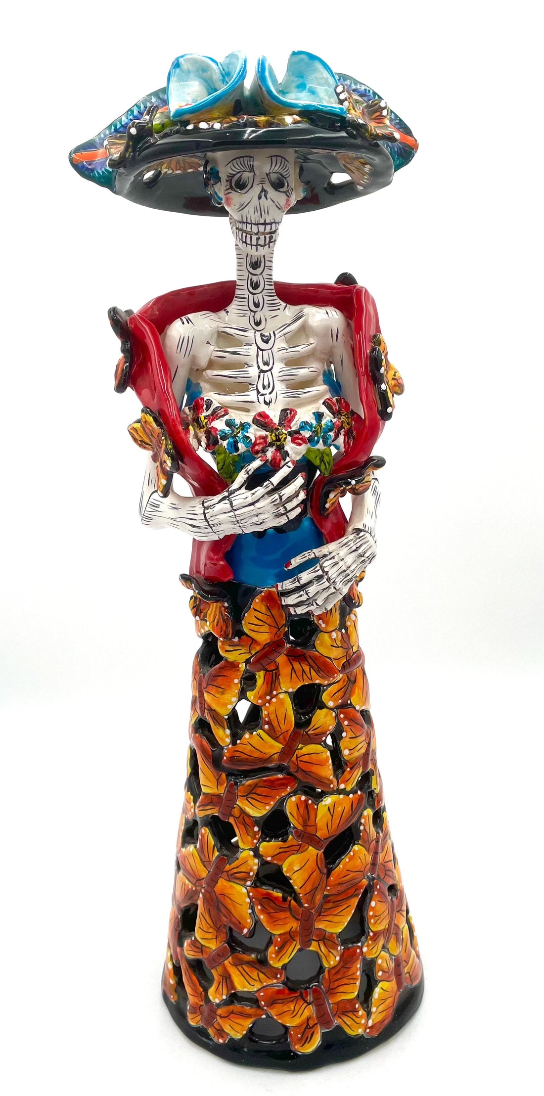 Mexoul Talavera catrina with monarch butterflies dress