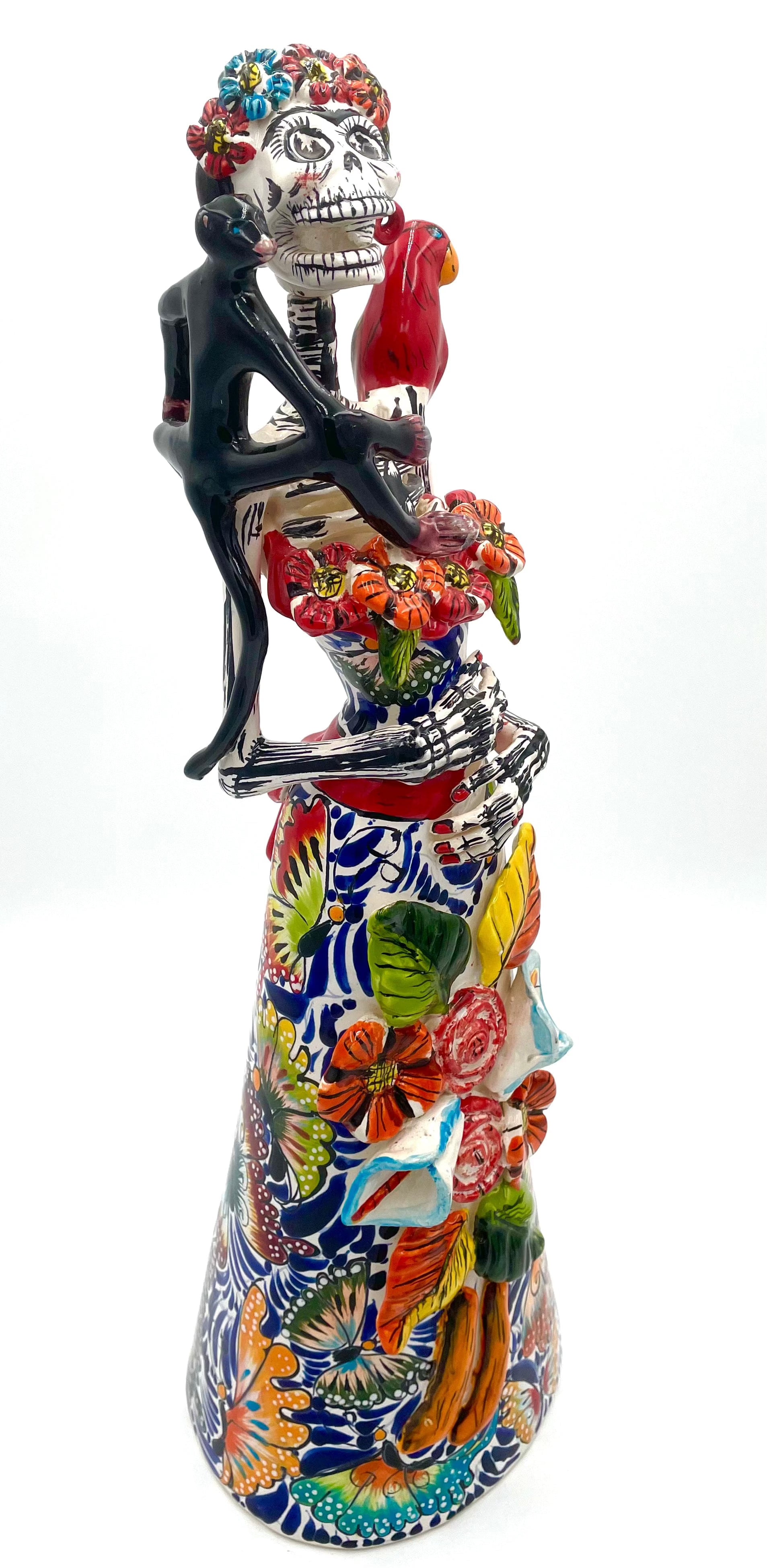 Mexoul Talavera catrina with parrot and monkey