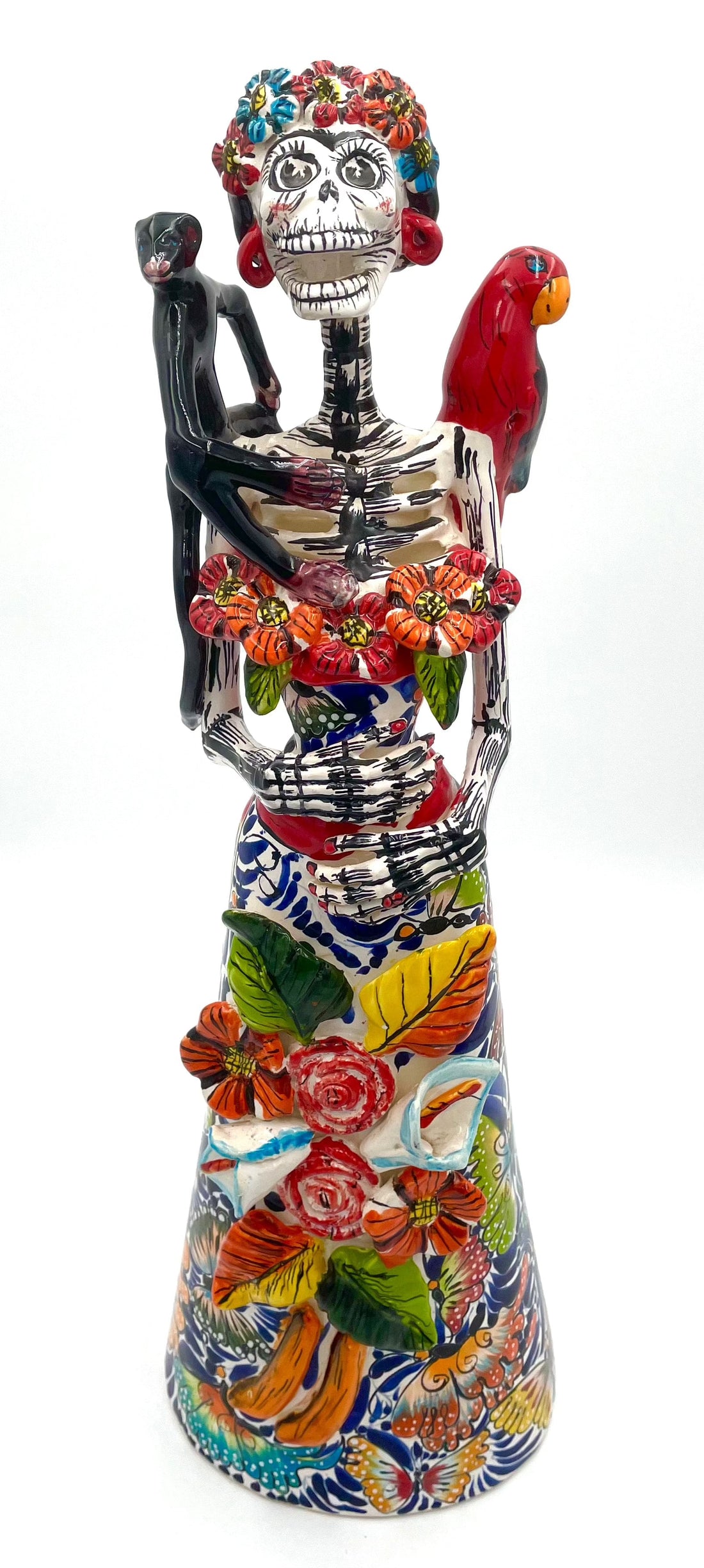 Mexoul Talavera catrina with parrot and monkey