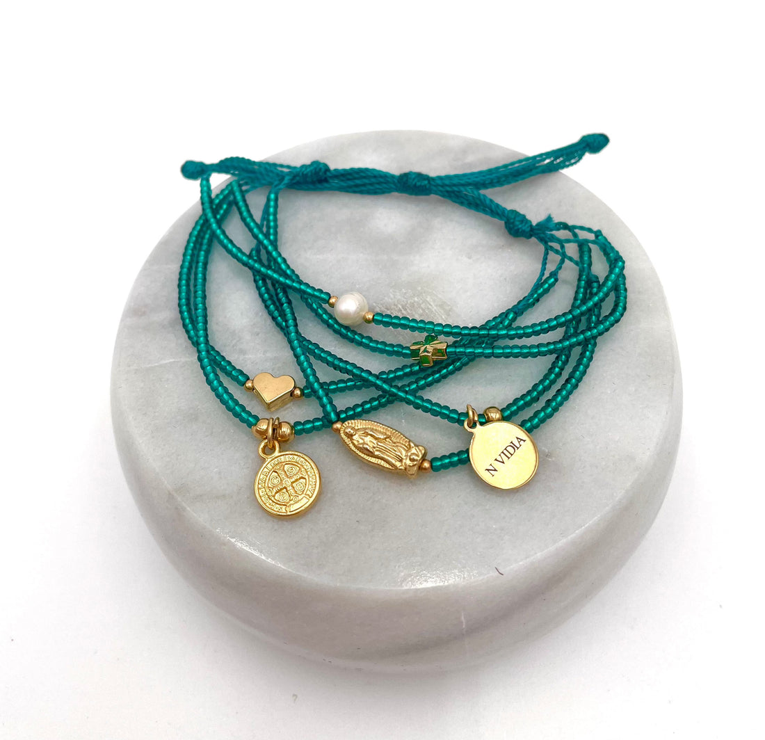 Mexoul Turquoise Handmade beaded 7 stran bracelet