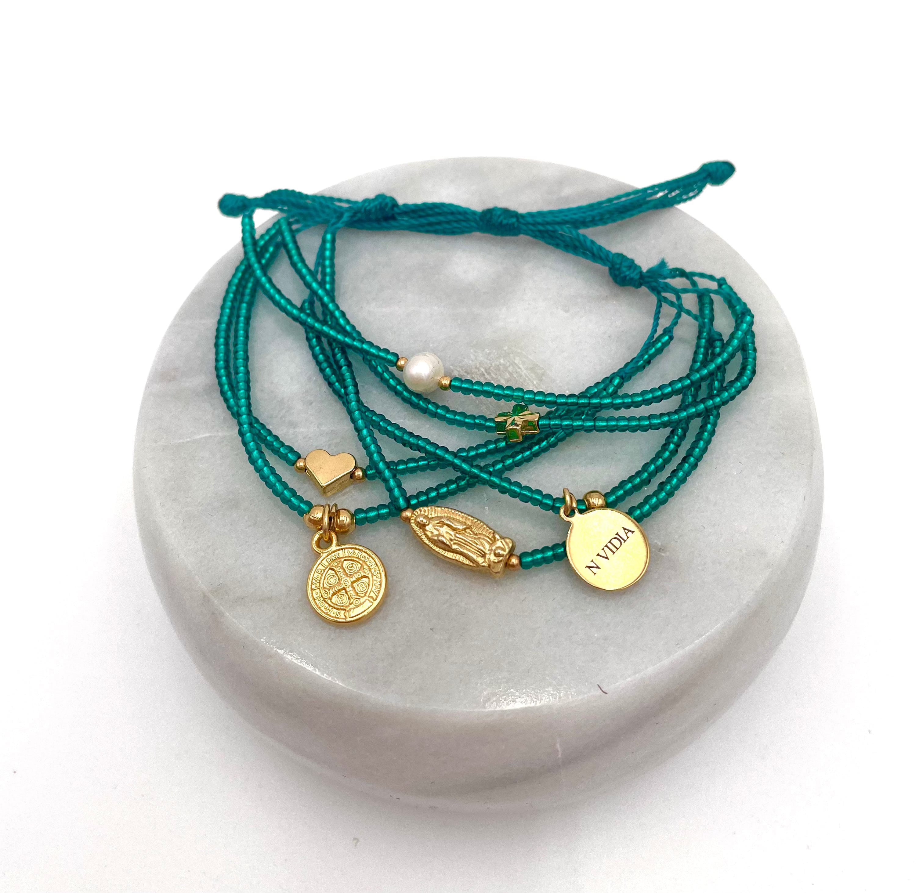 Mexoul Turquoise Handmade beaded 7 stran bracelet