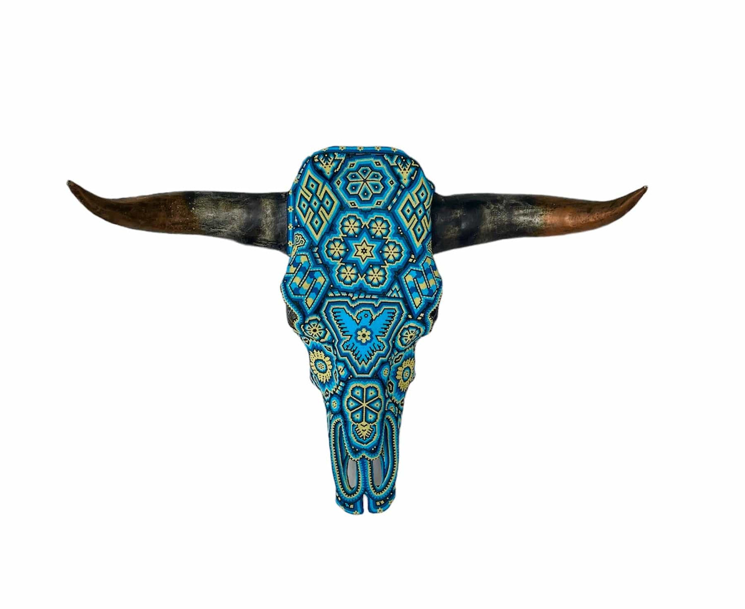 Mexoul TURQUOISE Huichol art ox head