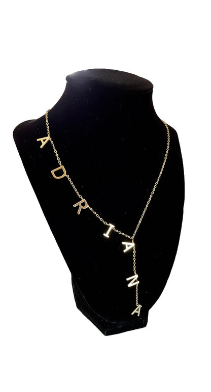 Mexoul Vertical Custom gold plated Letter necklace FROM 6 TO 7 LETTERS
