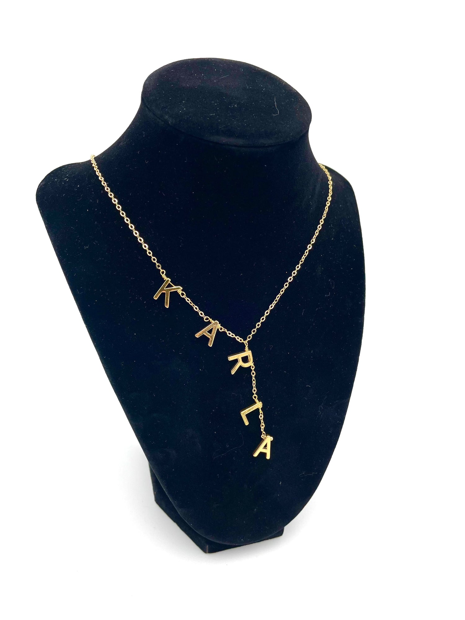 Mexoul Vertical Custom gold plated Letter necklace UP TO  5 LETTERS